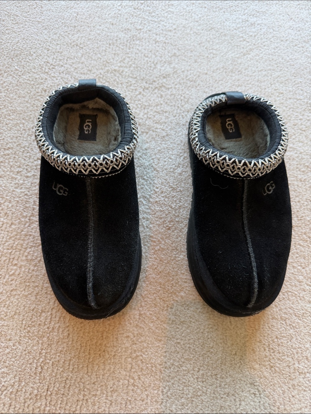 UGG Black Tasman Suede Stitch-Trim Slip-On Slippers